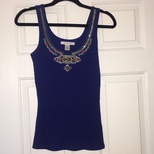 Laundry tank with embellished neckline
